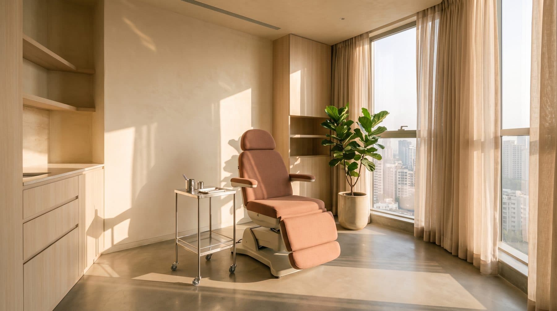 The consultation room at Malay Mehta Aesthetic Clinic