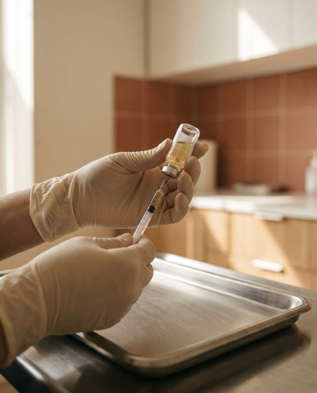 A growth factor concentrate preparation on a clinic bench