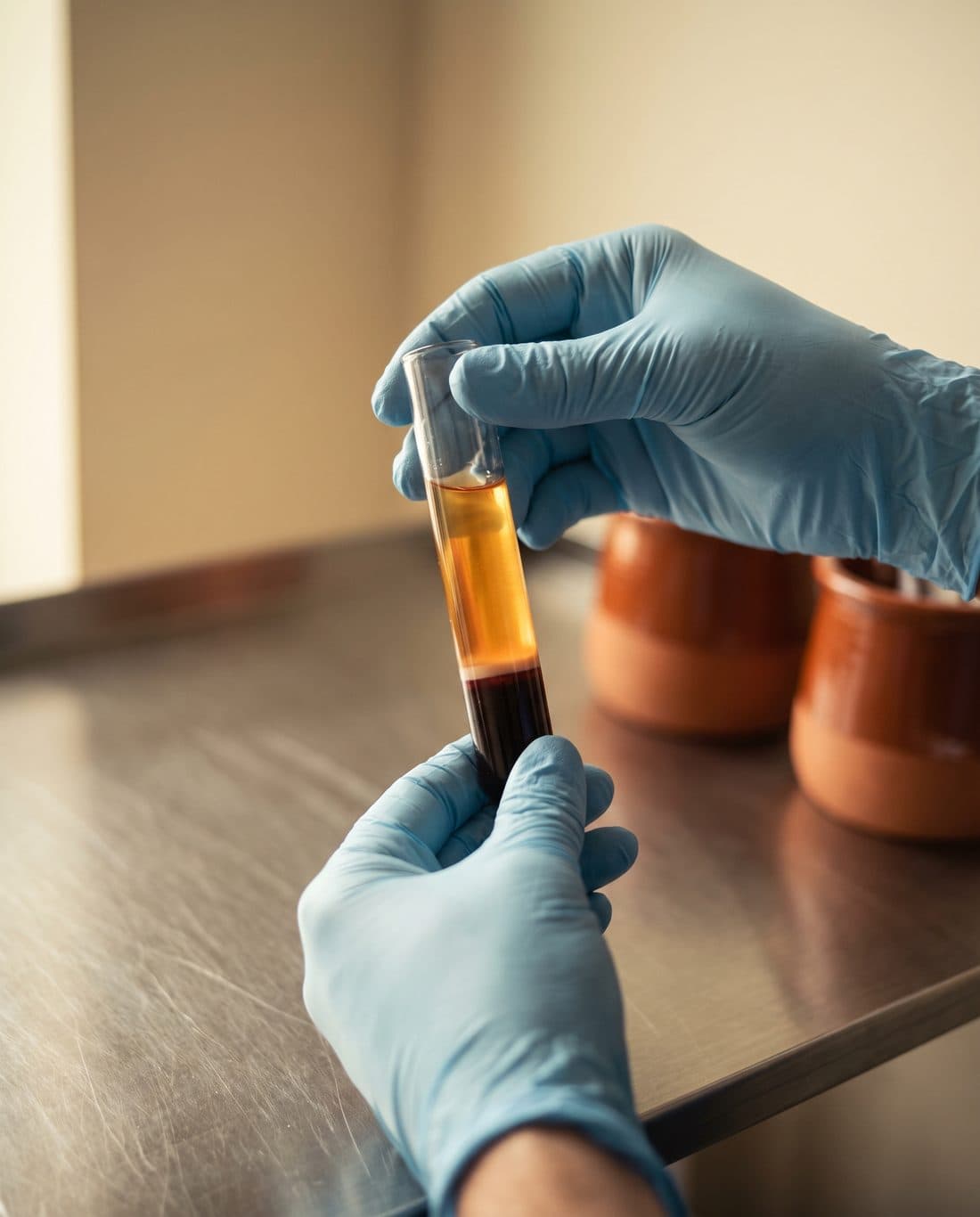 Platelet-rich plasma being separated in a clinic centrifuge